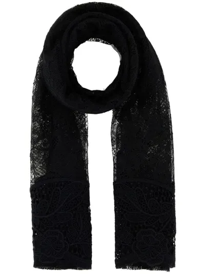 Valentino Lace-detailing Scarf In Black