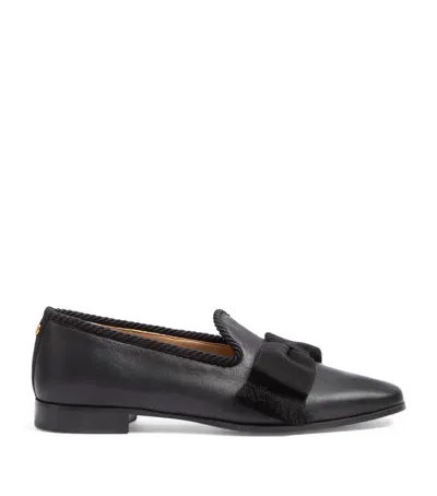 Valentino Garavani Leather Bow-detail Loafers In Black