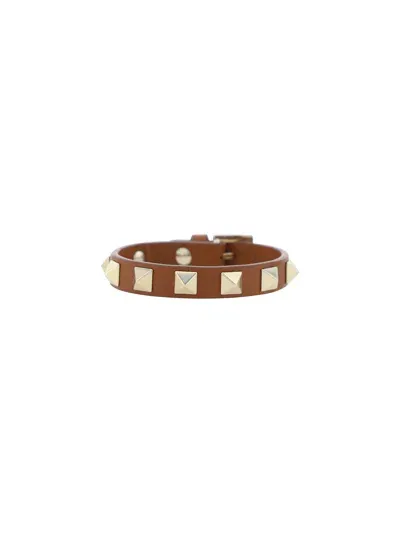 Valentino Garavani Leather Bracelet (8x8mm) | Rockstud | Vi In Tobacco