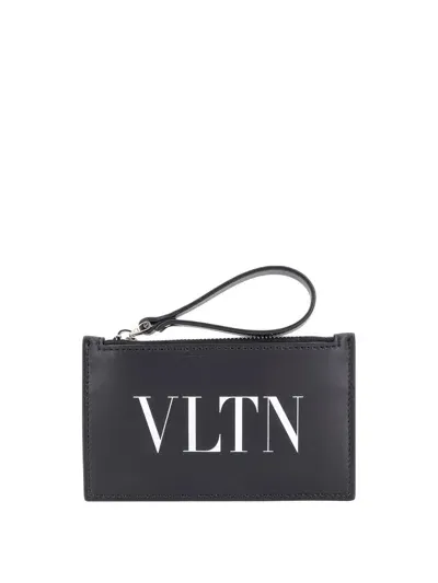 Valentino Garavani Leather Card Holder With Vltn Print