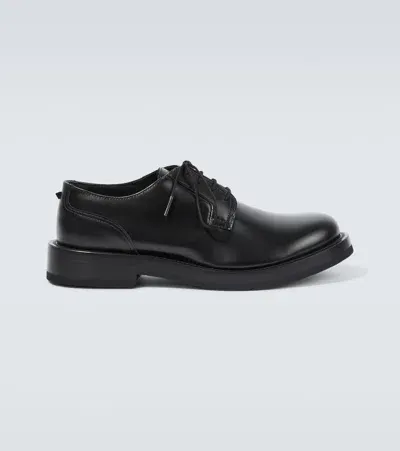 Valentino Garavani Leather Derby Shoes In Black