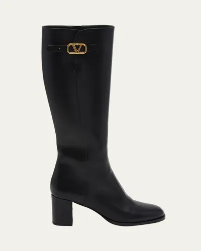 Valentino Garavani Vlogo Signature Knee-high 70mm Boots In Nero