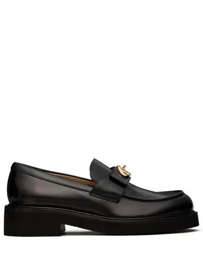 Valentino Garavani Leather Loafers In Black