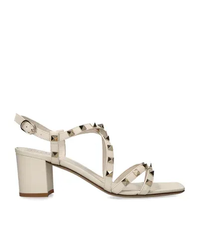 Valentino Garavani Leather Rockstud Sandals 60 In Ivory