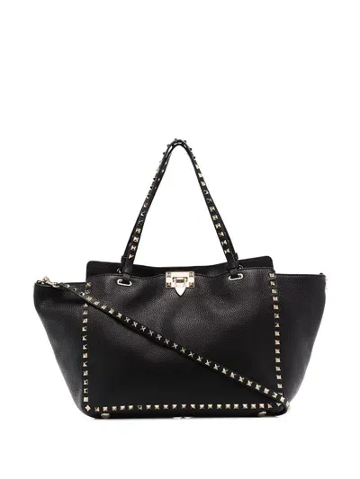 Valentino Garavani Leather Rockstud Shopping Tote In Multicolor