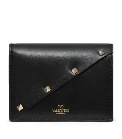 Valentino Garavani Leather Rockstud Wispy Wallet In Black