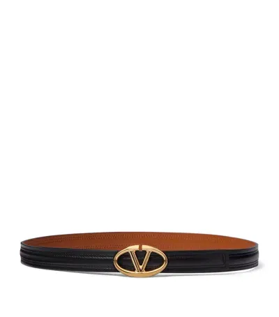 Valentino Garavani Leather The Bold Edition Vlogo Belt In Black