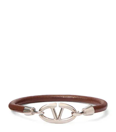 Valentino Garavani Leather The Bold Edition Vlogo Bracelet In Brown