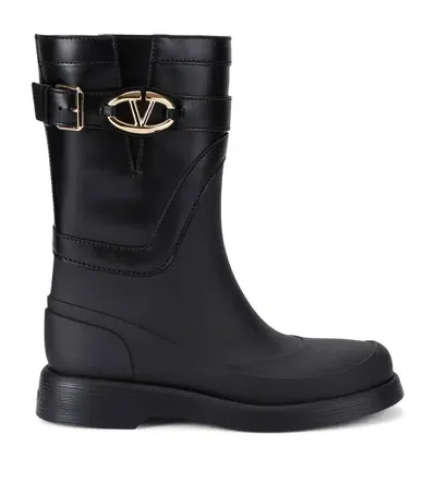 Valentino Garavani Leather Vlogo Ankle Boots 35 In Black