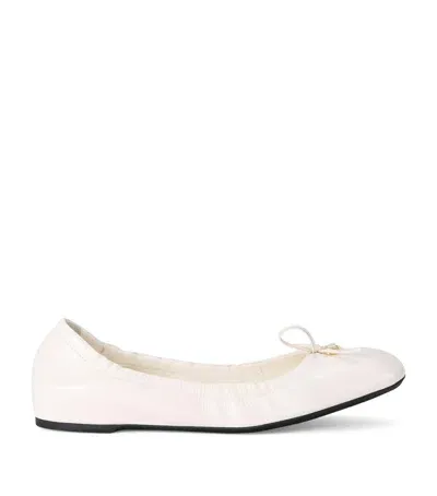 Valentino Garavani Leather Vlogo Ballerina Flats In White