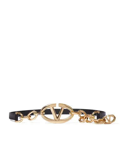 Valentino Garavani Leather Vlogo Belt In Black