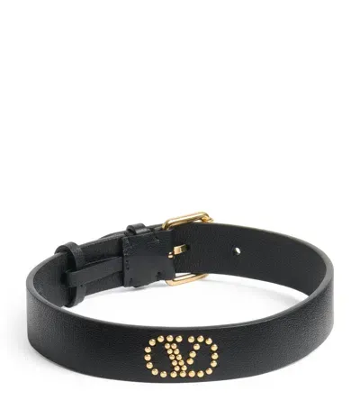 Valentino Garavani Leather Vlogo Choker In Black