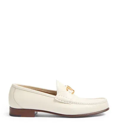 Valentino Garavani Leather Vlogo Loafers In White