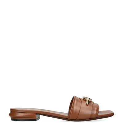 Valentino Garavani Leather Vlogo Moon Slides In Brown