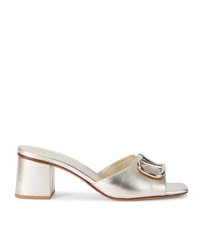 Valentino Garavani Leather Vlogo Mules 60 In Gold