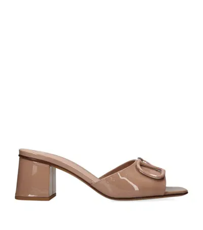 Valentino Garavani Leather Vlogo Mules 60 In Nude