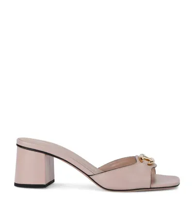 Valentino Garavani Leather Vlogo Mules 60 In Nude