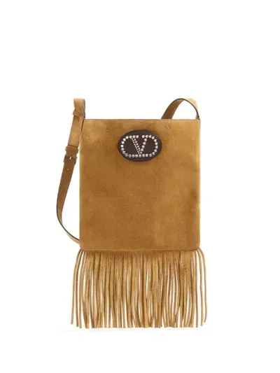 Valentino Garavani Nellcôte Suede Shoulder Bag In Neutrals