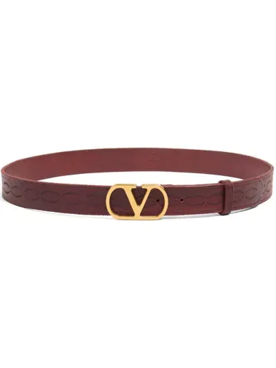 Valentino Garavani Logo-buckle Leather Belt In Red