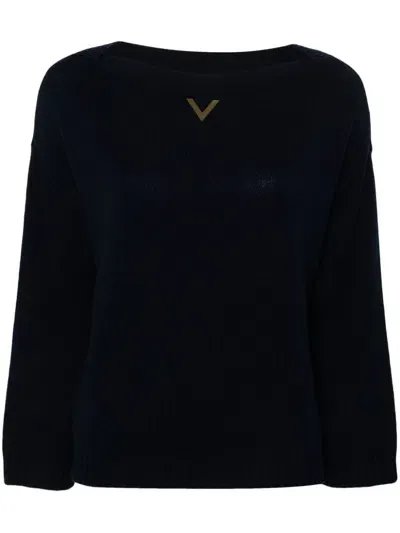 Valentino Logo-plaque Sweater In Blue