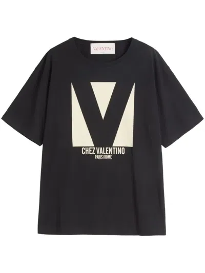 Valentino Logo-print T-shirt In Black