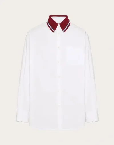 Valentino Long-sleeved Cotton Poplin Shirt With Embroidery In 白色