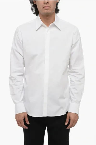 Valentino Long Sleeved Shirt With Hidden Buttons In White