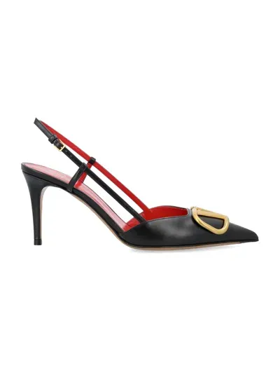 Valentino Garavani Luxurious V-logo Slingback Pump In Black