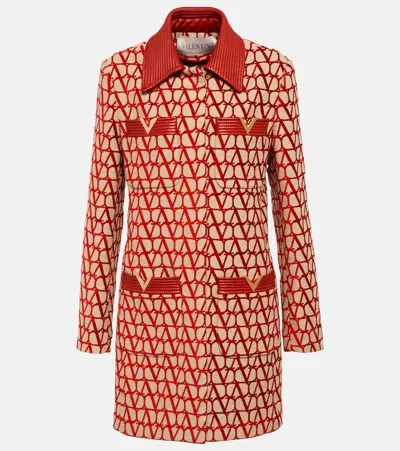 Valentino Mantel Vlogo Mit Leder In Rot