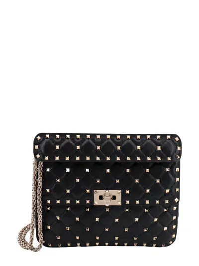 Valentino Garavani Matelassé Leather Shoulder Bag With Iconic Studs In Black