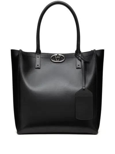 Valentino Garavani Medium Vlogo Locker Tote Bag In Black