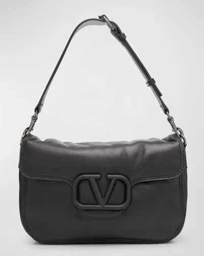 Valentino Garavani Men's All Time Noir Leather Shoulder Bag In Nero