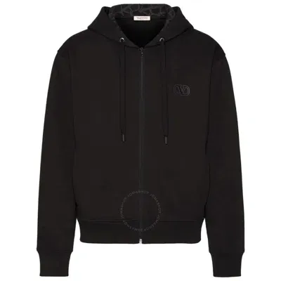 Valentino Vlogo Signature Zip-up Hoodie In Black