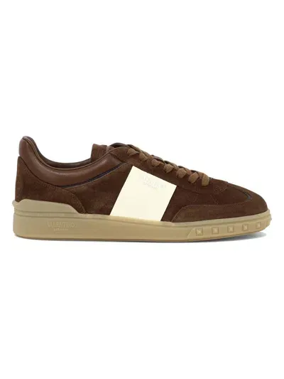 Valentino Garavani Upvillage Suede Sneakers In Brown