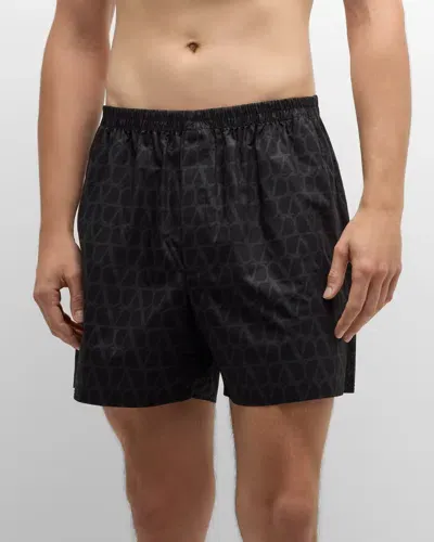 Valentino Men's Vlogo Patterned Shorts In Geometric Print