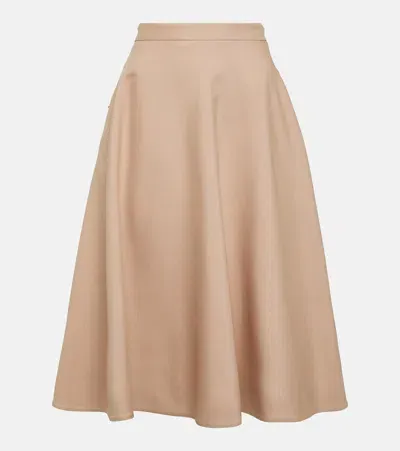 Valentino Stretch Cotton Midi Skirt Woman Beige 36