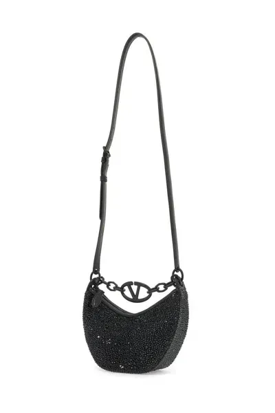 Valentino Garavani Mini Vlogo Moon Bag Hobo Purse With In Black