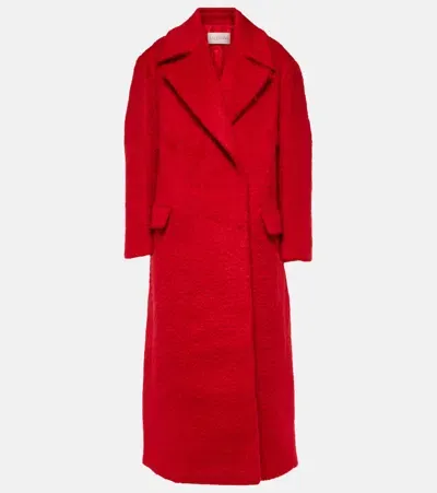 Valentino Mohair-blend Coat In Red