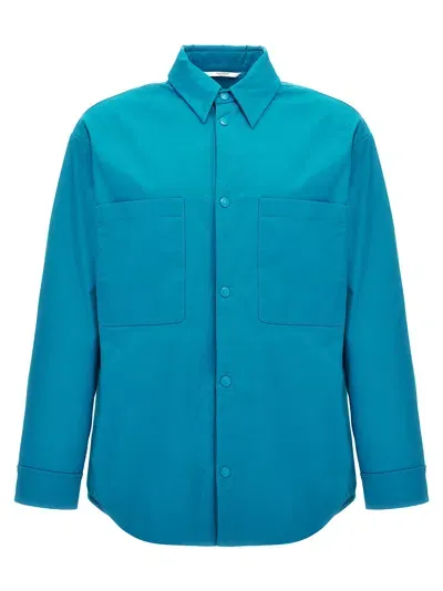 Valentino Shirt Jacket Nylon Chest Pockets In Light Blue