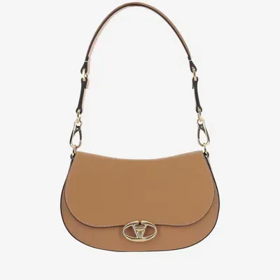 Valentino Garavani Ohval Small Leather Shoulder Bag In Leather Brown