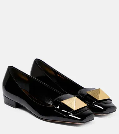 Valentino Garavani One Stud Patent Leather Ballet Flats In Black