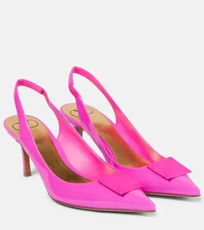 Valentino Garavani One Stud Patent Leather Slingback Pumps In Pink