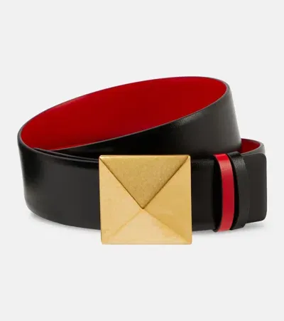 Valentino Garavani One Stud Reversible Leather Belt In Black