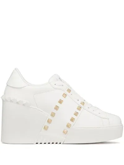 Valentino Garavani Open Disco Wedge Sneakers With In White