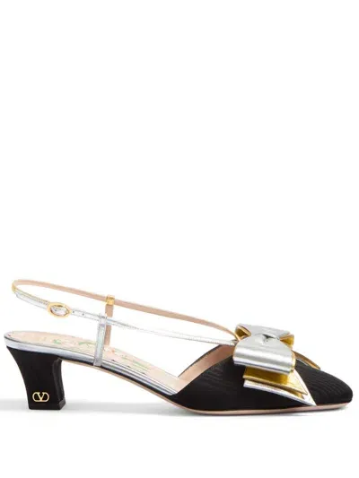 Valentino Garavani Oversize Bow Detail Pumps In Black/silver