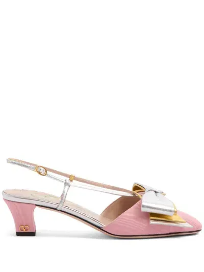 Valentino Garavani Oversize Bow Detail Pumps In Pink/silver