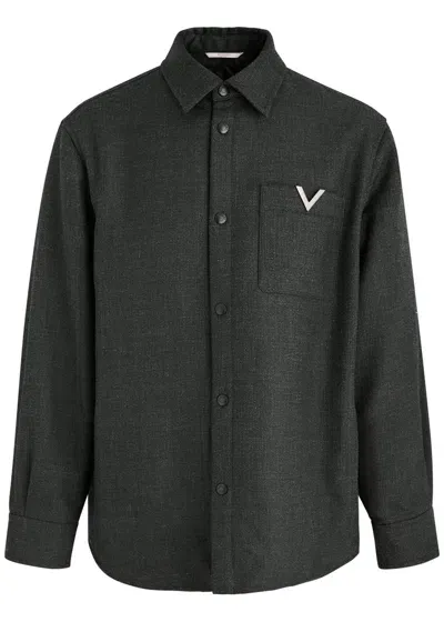 Valentino Padded Wool Overshirt In Black And White