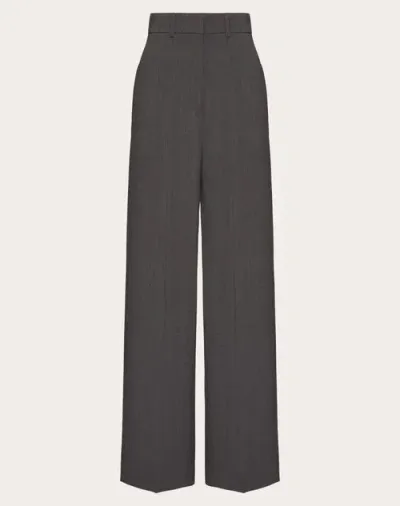 Valentino Crepe Couture Tailored Trousers In Grey