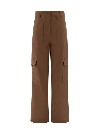 Valentino Canvas Straight High Waist Cargo Pants In Clay