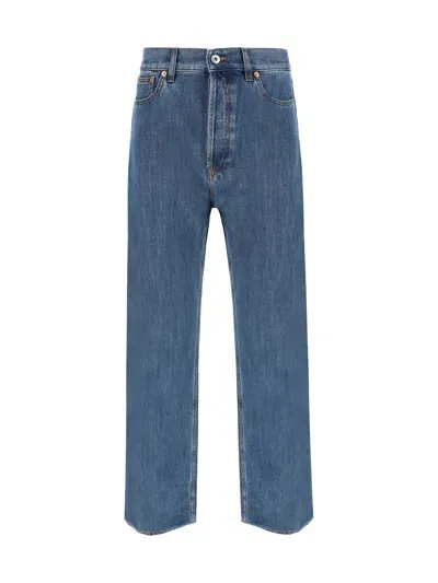 Valentino Pap Jeans In Medium Blue Denim